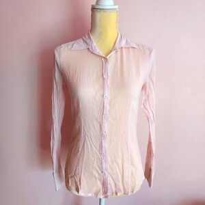 J Crew 100% cotton semi-sheer pink button down shirt 0